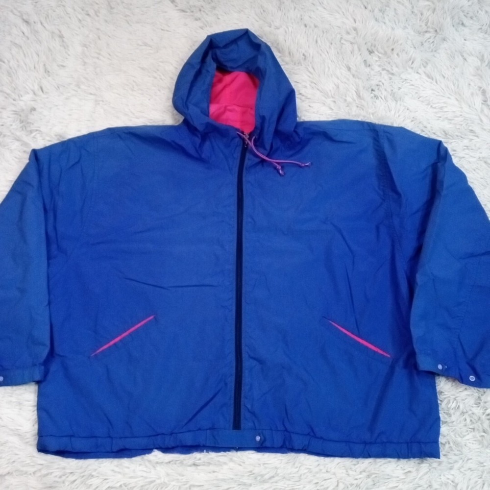 Vintage L.L. Bean Jacket Womens Windbreaker Blue XXL Hood Athletic Lightweight